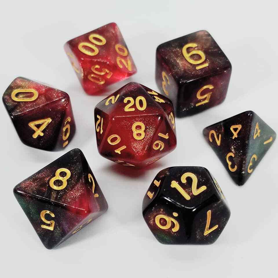 Shimmering Blood 7 Dice Set RPG Polyhedral DND Dungeons Dragons Pathfinder d20