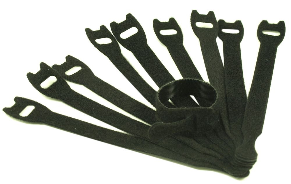6inch Cable Ties (Hook/Loop Fabric  Pkg of 10  Black