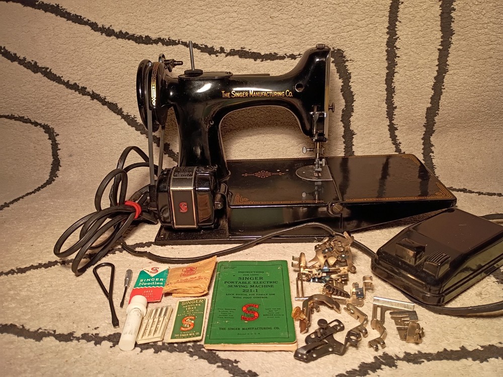 1952 singer featherweight sewing machine.