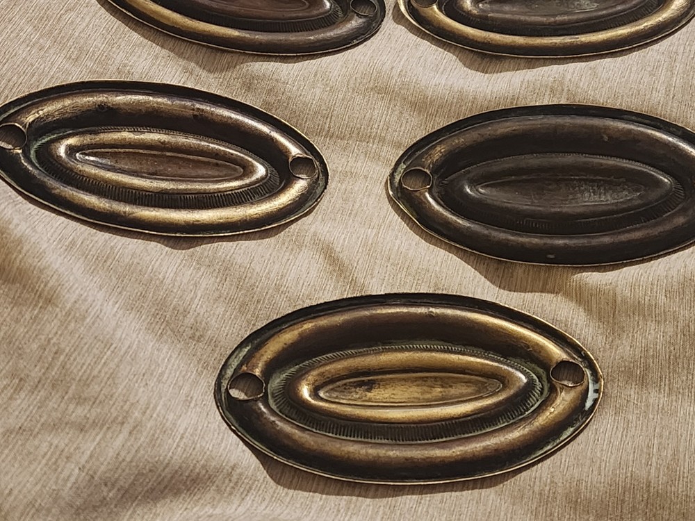 Antique Bronze Oval Drawer Pulls Hepplewhite Set Of 5
