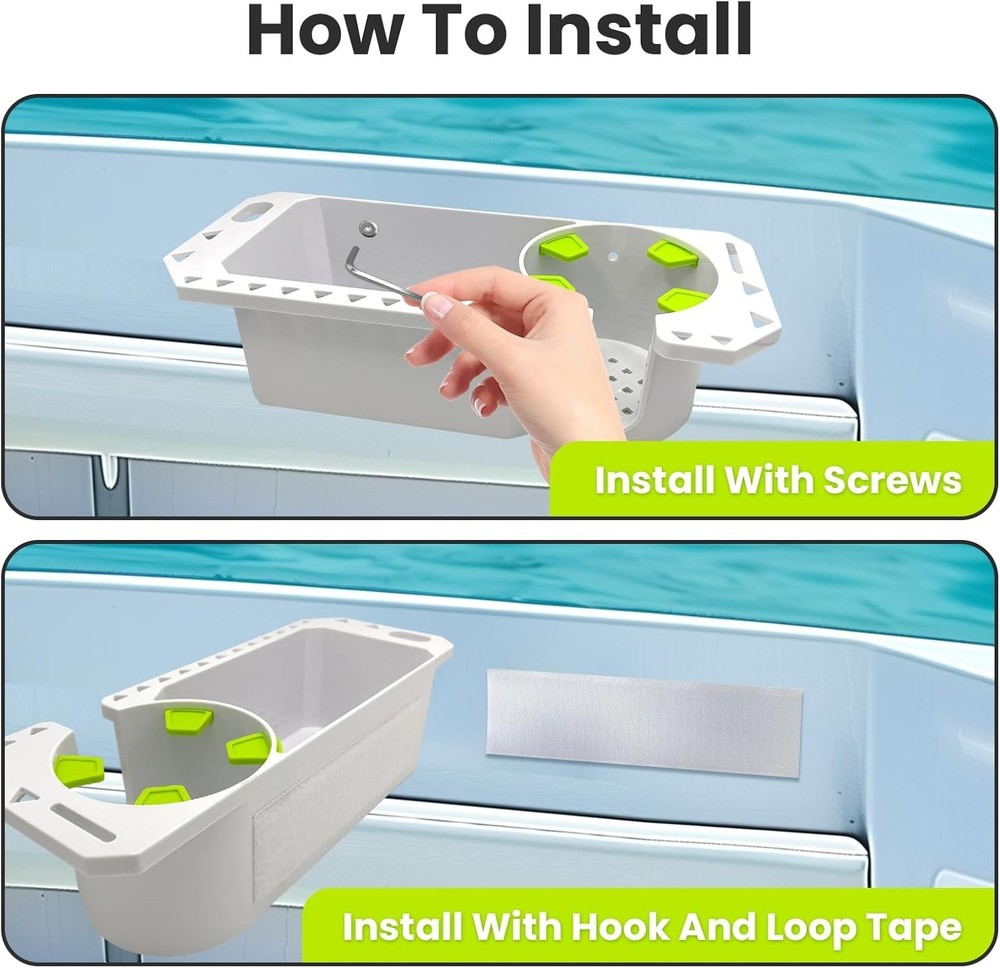 Boat Cup Holder with Rubber Tab, Universal Storage Organizer White-2PCS