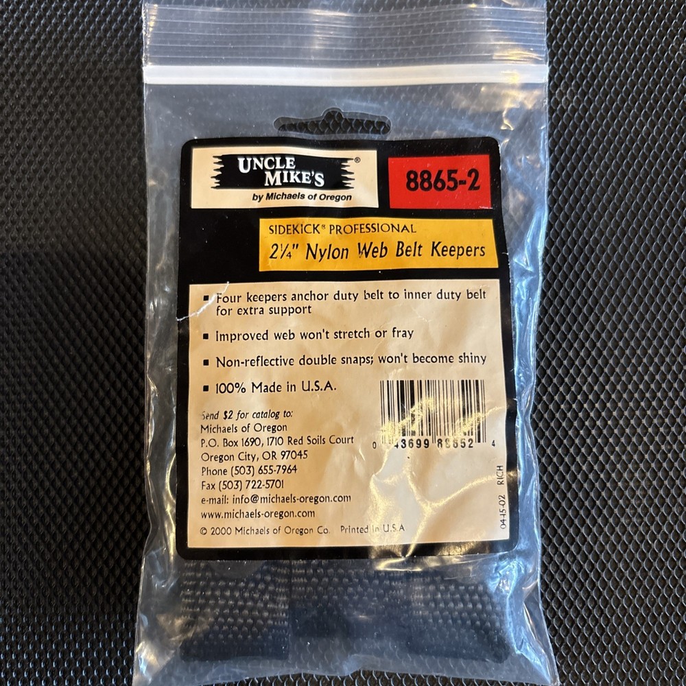 Uncle Mike's 8865-2 2-1/4" Nylon Web Belt Keepers 4-pack