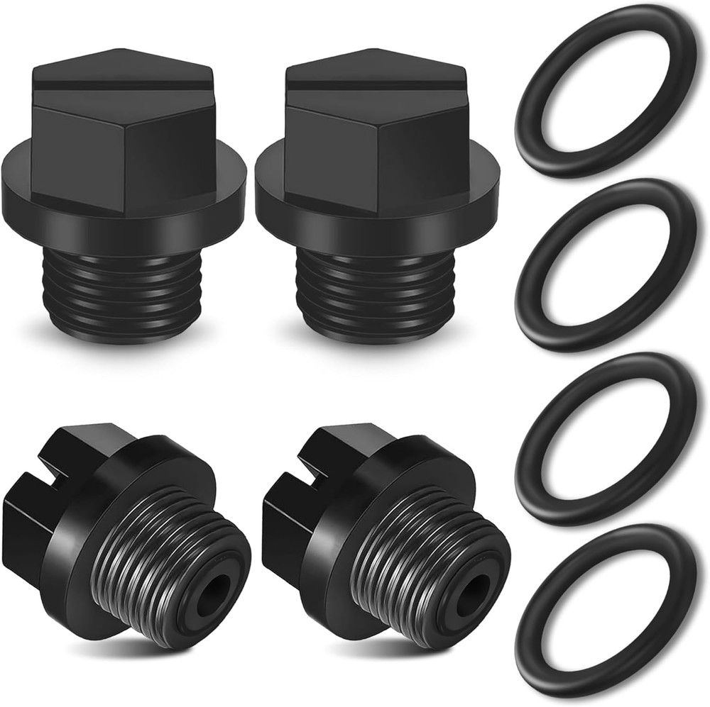 (4-Pack, Black) Drain Plugs with O-Ring Compatible with Hayward Pumps Part Numbe
