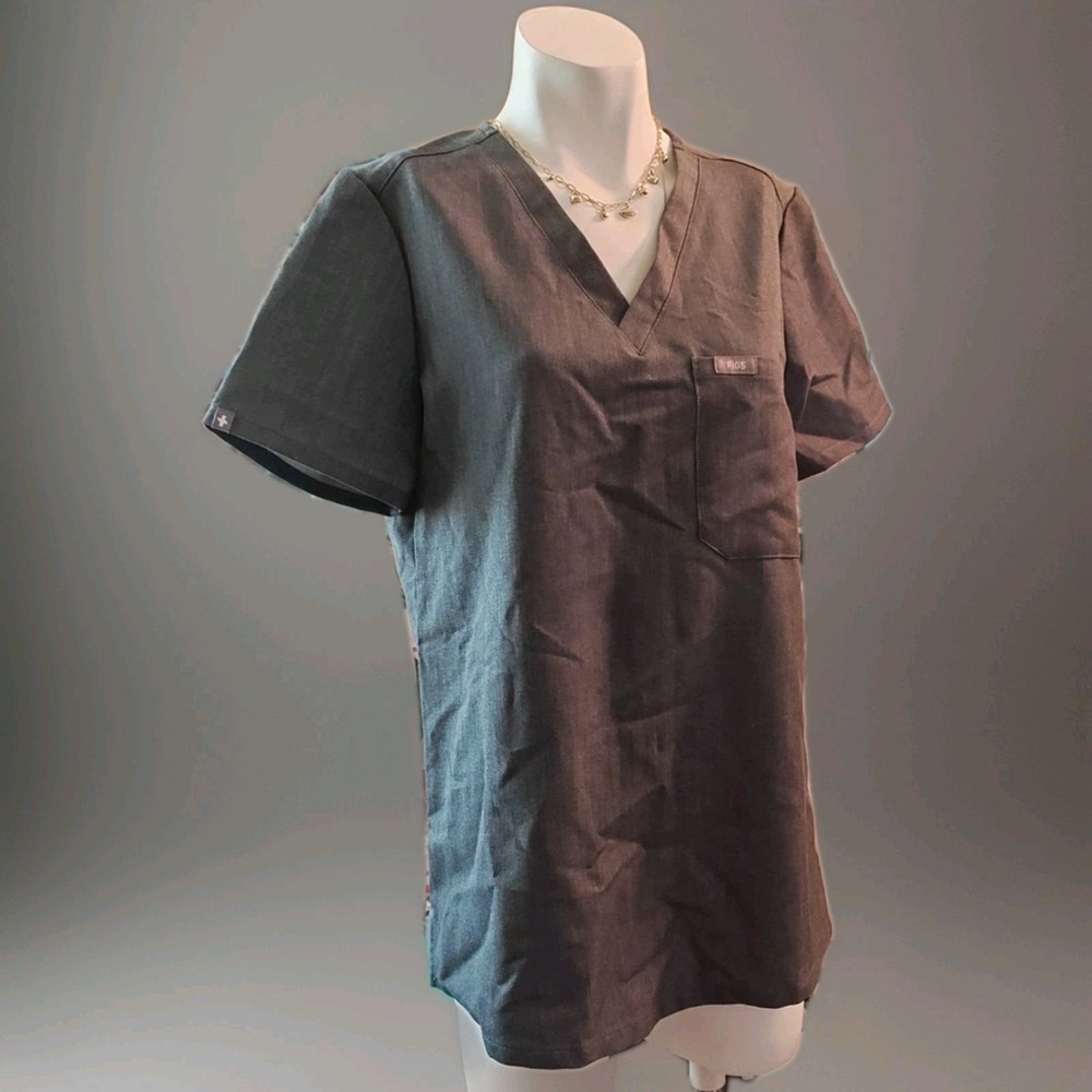 FIGS Woman's Sz Small Technical Graphite Gray One Pocket Scrub Top