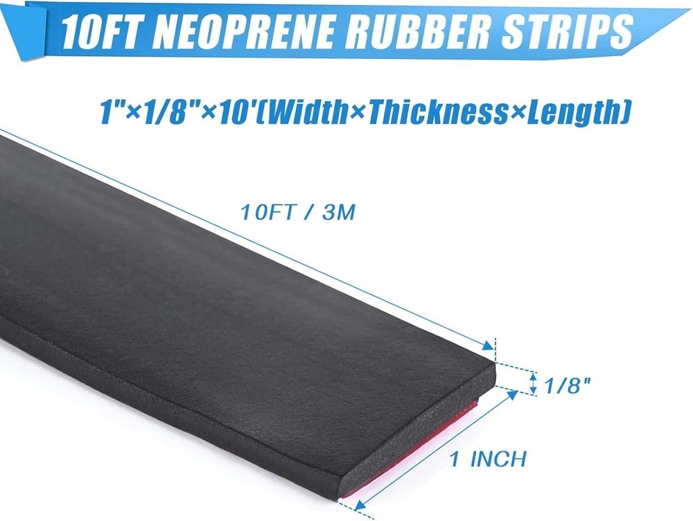 Neoprene Rubber Strips Self Adhesive Sheets, Rolls & Strips with Adhesive Bac...
