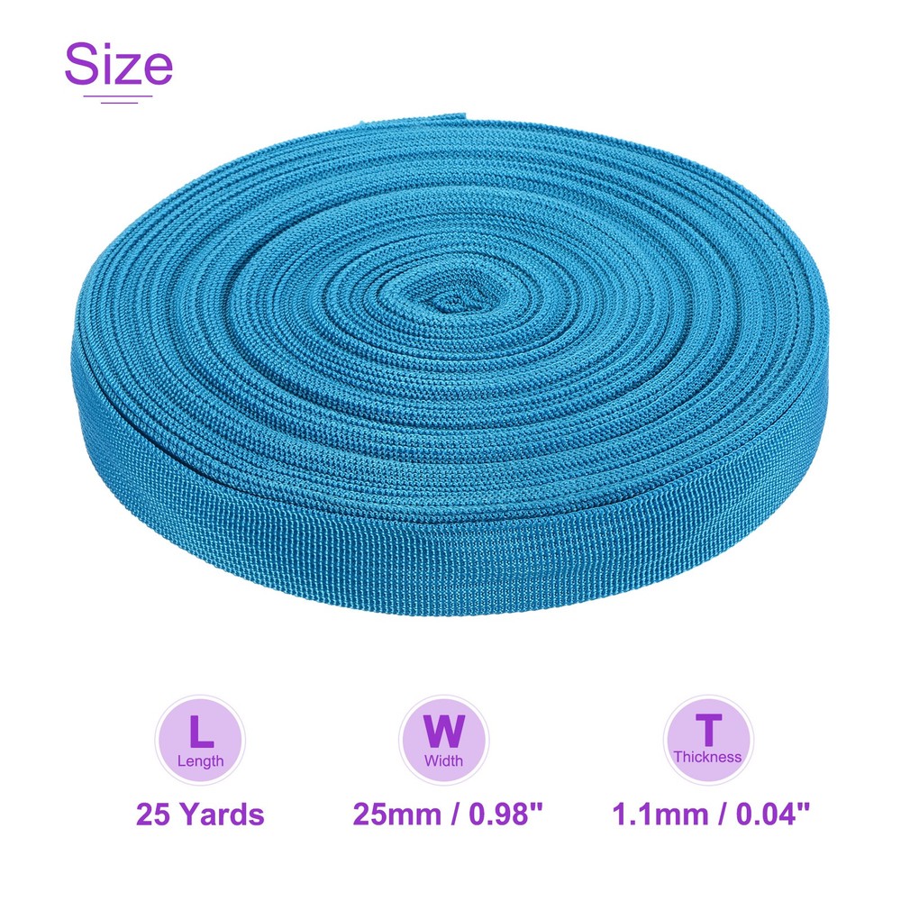 25 Yard x 1 Inch Width Nylon Webbing Strap Poly Flat Webbing Strapping Lake Blue