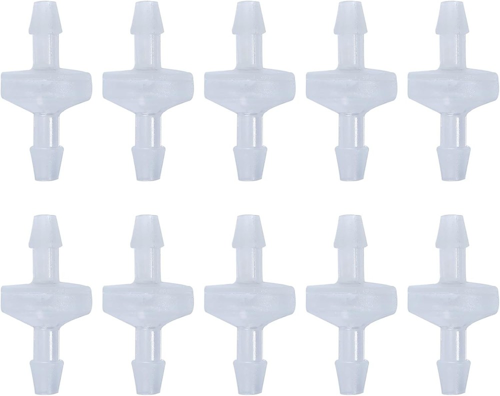 10 Pack 1/4 inch Plastic Check Valve, One Way Barb Hose Inline Non