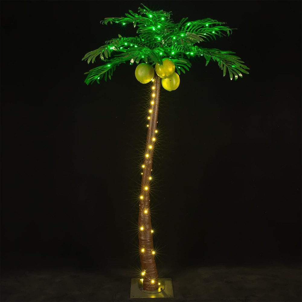 5Ft Lighted Palm Tree with Dimmable Coconuts - Indoor/Outdoor Decor