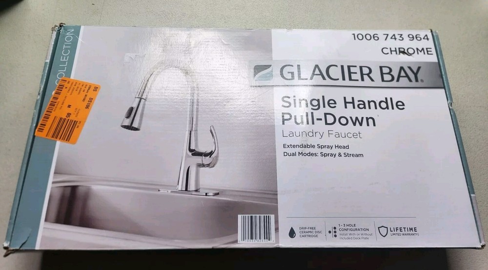 Glacier Bay Clare Single Handle Pull Down Laundry Utility Faucet in Chrome