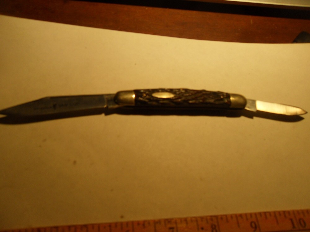 PRECISE SILVER EAGLE TWO BLADE STAINLESS  11635 FOLDING KNIFE JAPAN