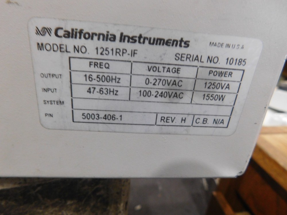 California Instruments Model: 1251RP-IF Programmable AC Power Source