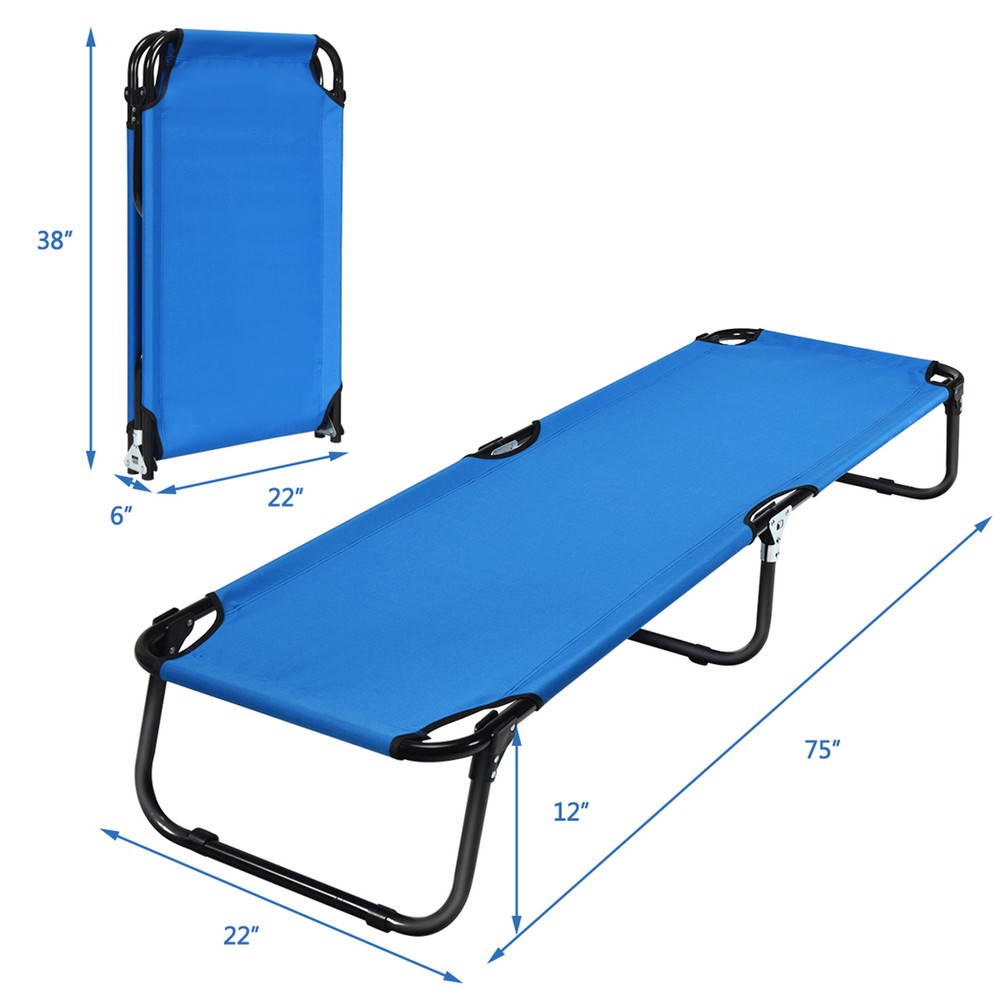 Blue Folding Camping Bed Outdoor Military Cot Sleeping