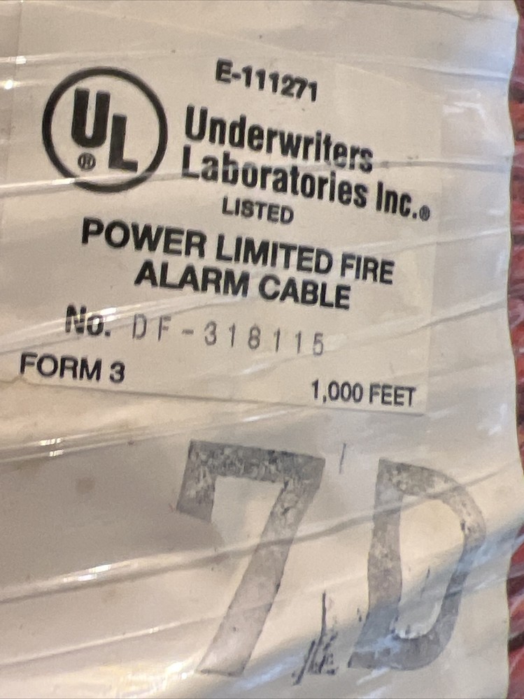 Alarm Cable 1000 Feet shielded 2 Conductor Solid Copper 16 AWG Type FLPR￼ 4237