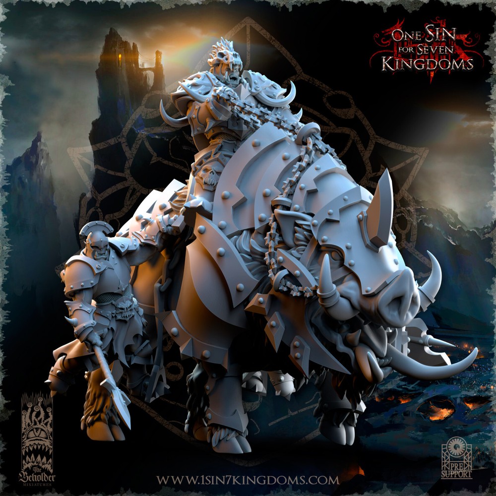 Nestah Orc Commander on Boar | The Beholder Miniatures |