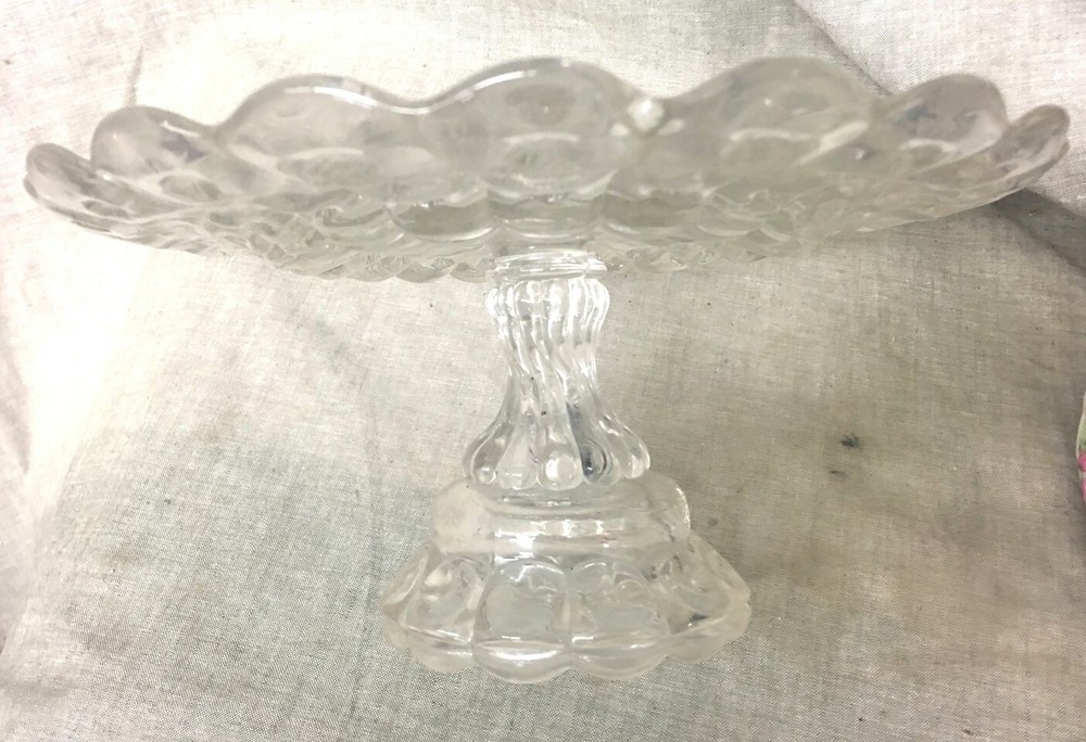 Vintage 10" Diameter Footed Cake Stand Star Pattern Unknown