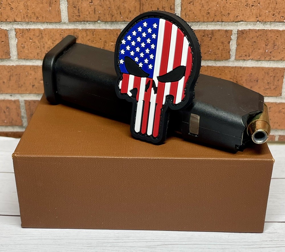 Punisher PVC Patch, Tactical Morale Gun Red White Blue Military Flag Patch