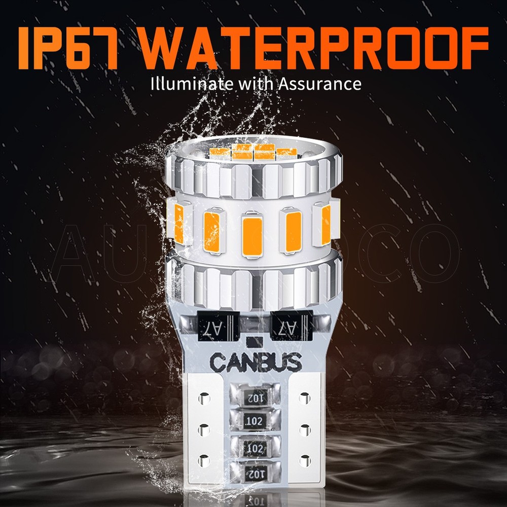 2x Amber Yellow Orange Canbus LED Bulb T10 W5W 3030 10SMD Car Side Wedge Light