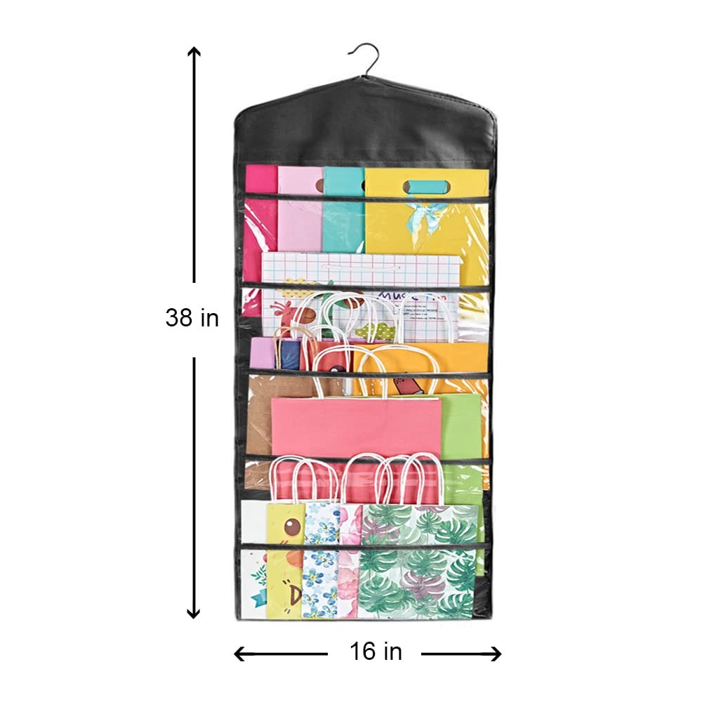 Hanging Double Sided Gift Bag Storage Organizer with Multiple Front and Back ...