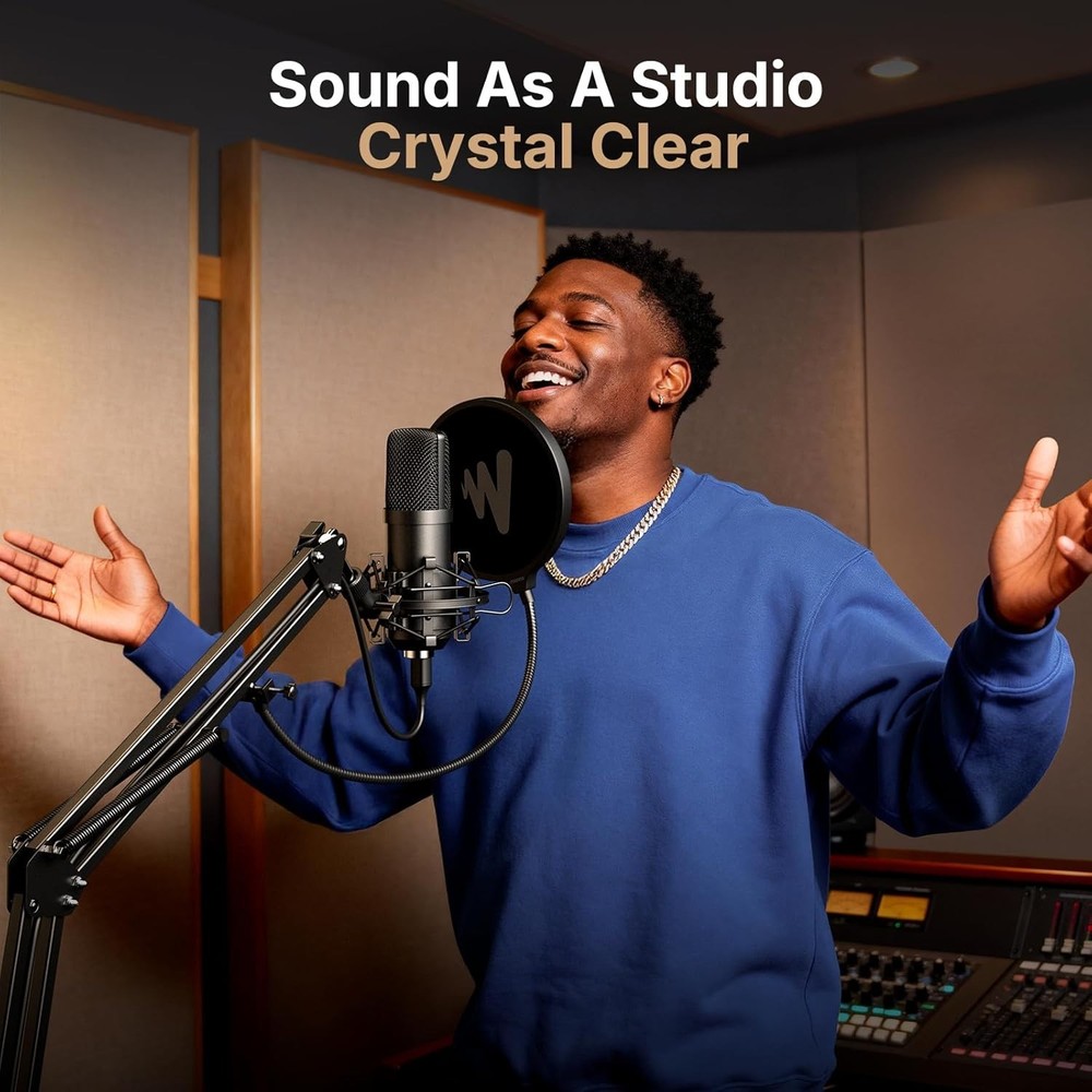 USB Microphone, 192KHZ/24Bit Plug & Play PC Computer Podcast Condenser Cardio...