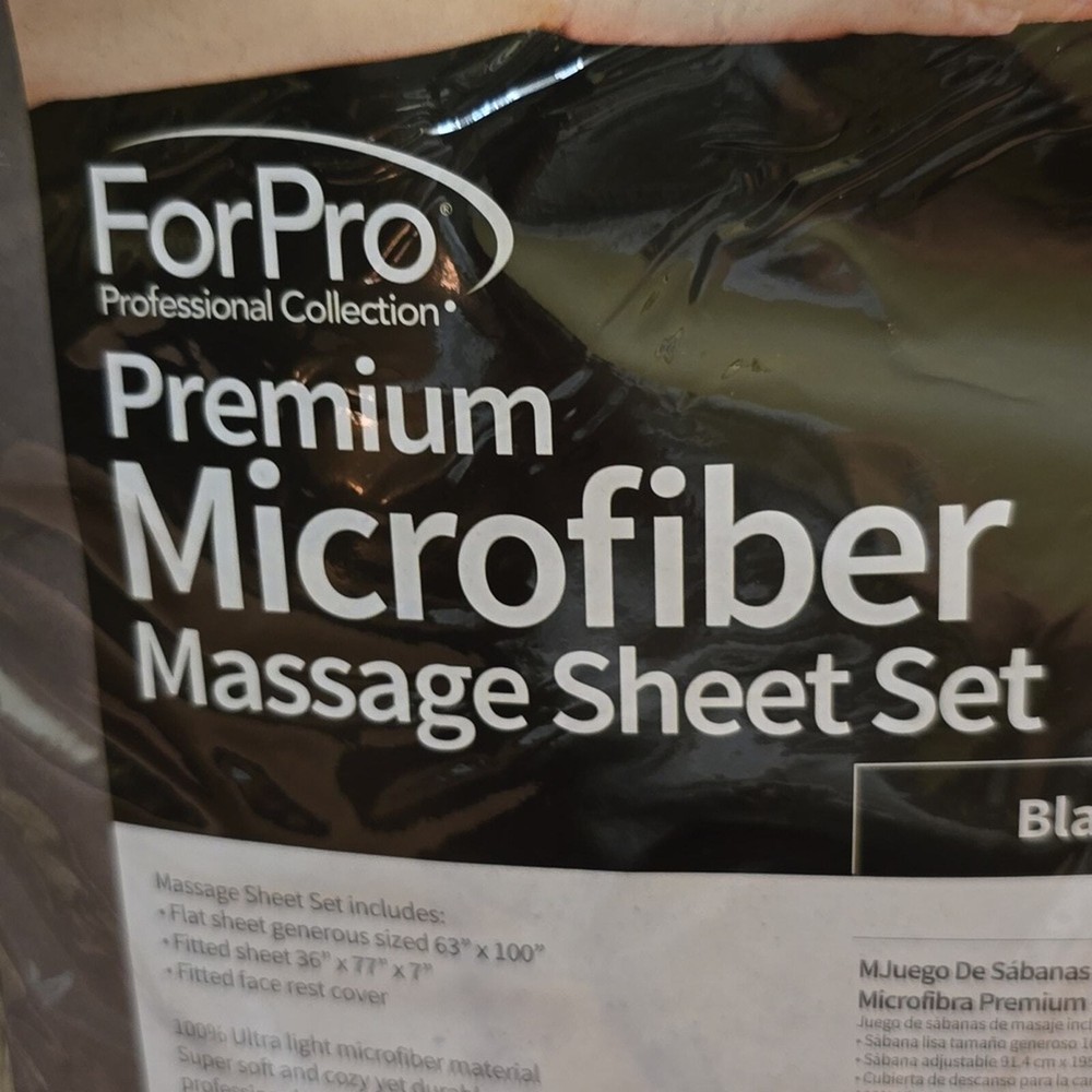 New ForPro Premium Microfiber Black Massage Table Sheet Set with Face Rest Cover