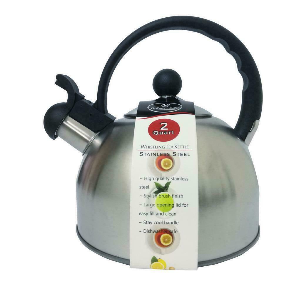 New ! Culinary Edge 50407 Whistling Tea Kettle Silver
