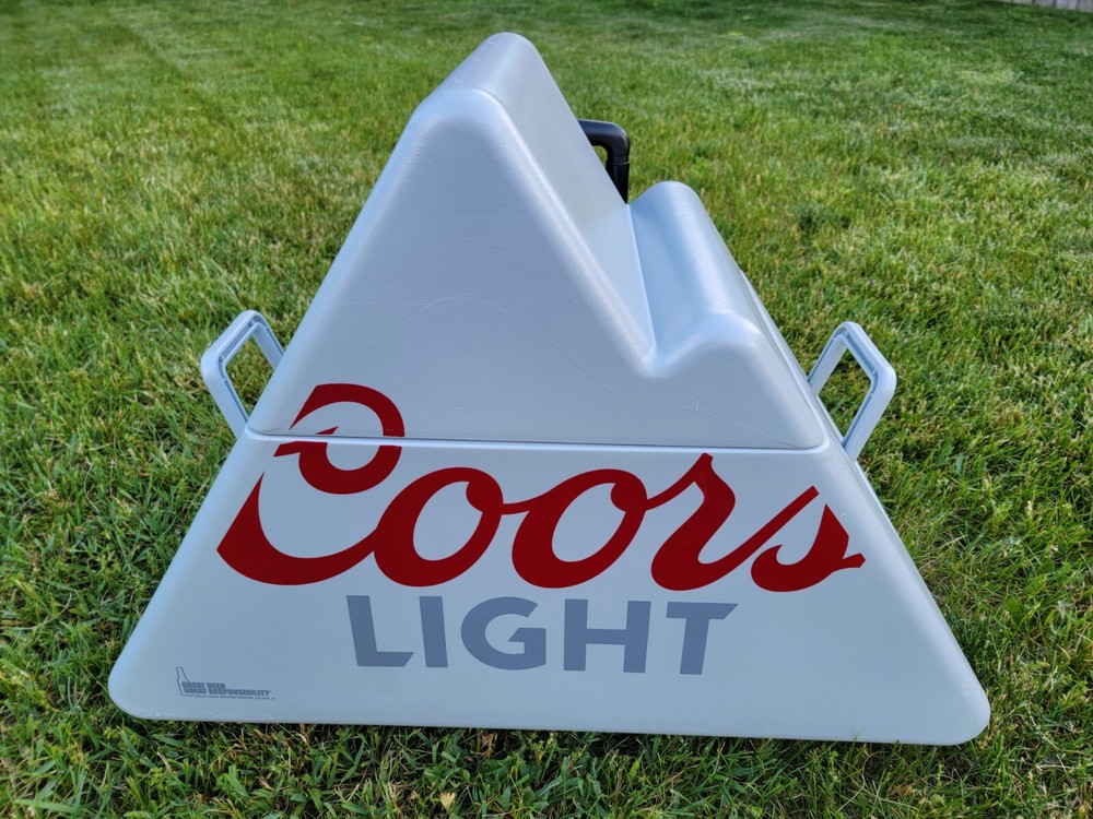 Coors Light Rolling Cooler 30" × 23" Pull & Side Handles Flip Top 4 Beer Holders
