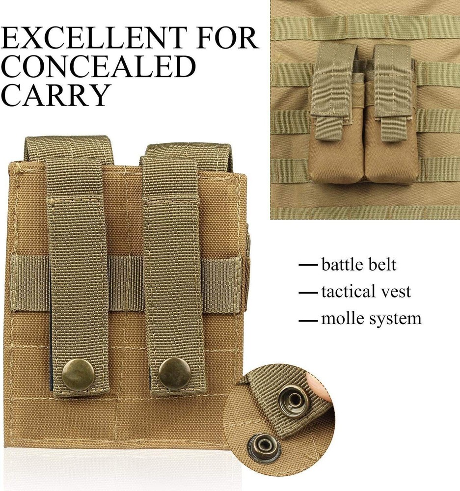 Tactical Molle 9mm Magazine Pouch Single/Double Stack Pistol Mag Bag Holder Case