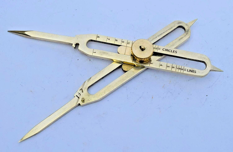 Solid Brass Divider Drafting Proportional Tool 6" Navigational Compass