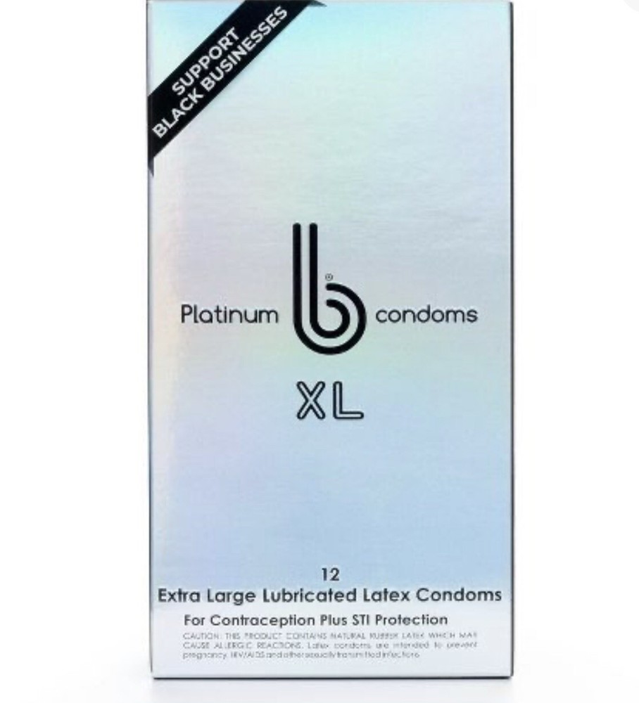 B Condoms Lubricated Platinum XL