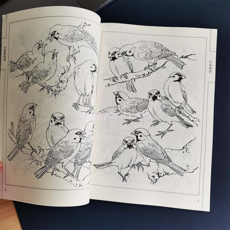 Hundred of Sparrows Drawing Sketch Line Draft Tattoo Design Flash Book Reference