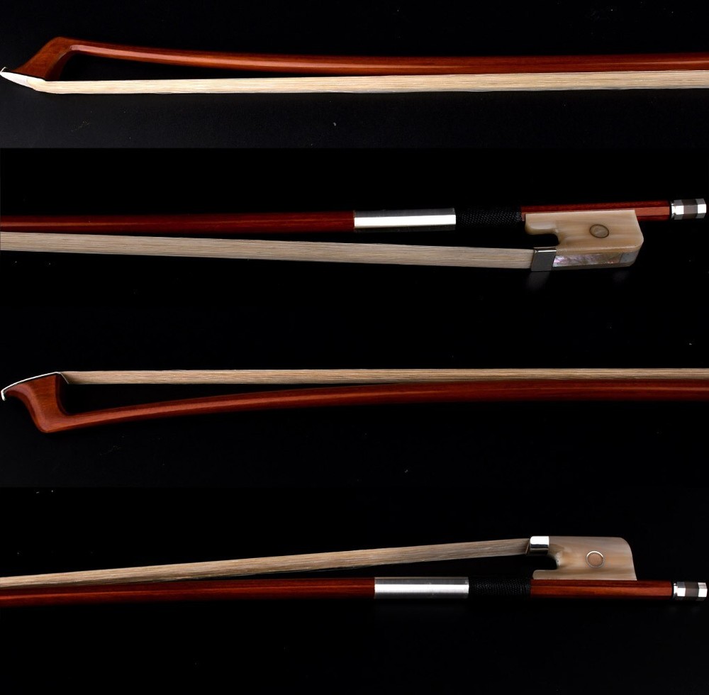 Master Pernambuco Cello Bow 4/4 E.Sartory Copy White OX Parisan eye Silver Stiff