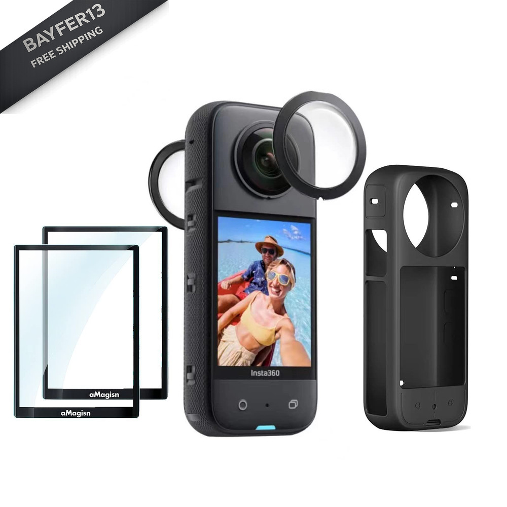 Rszfnjxry Screen Protector & Silicone Case Bundle for Black lens cap