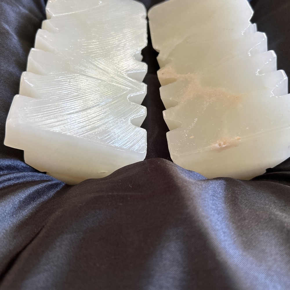 Tiki Bookends Heavy White Alabaster 6”