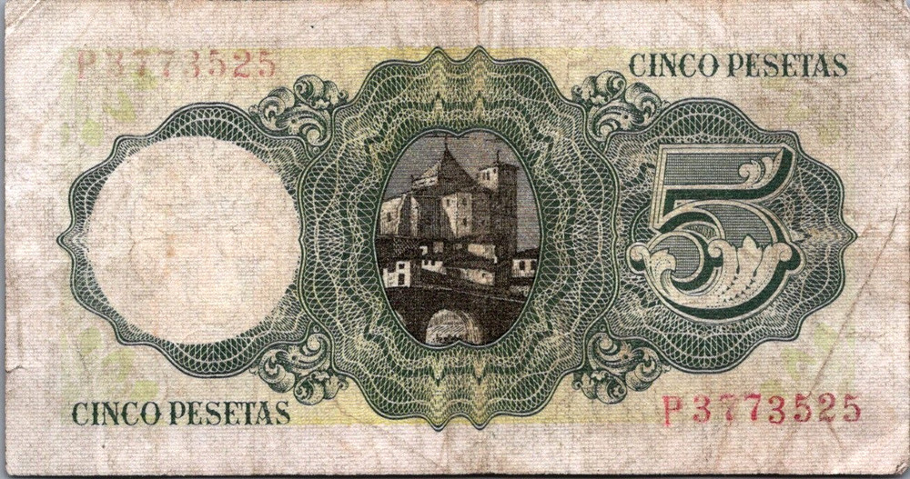 Spain 5 Pesetas 1951 Pick# 140
