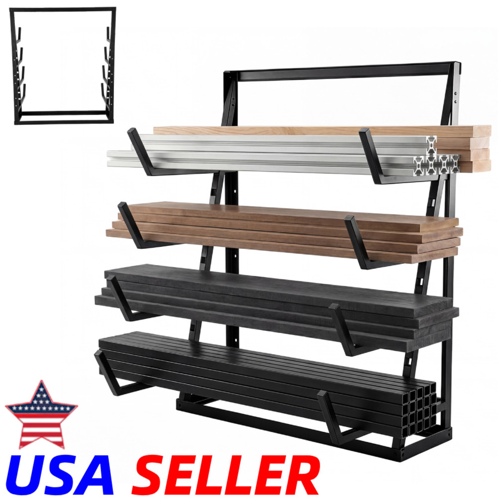 2000LBS 4-Tier Floor Standing Horizontal Storage Rack for Lumber/Pipe Adjustable