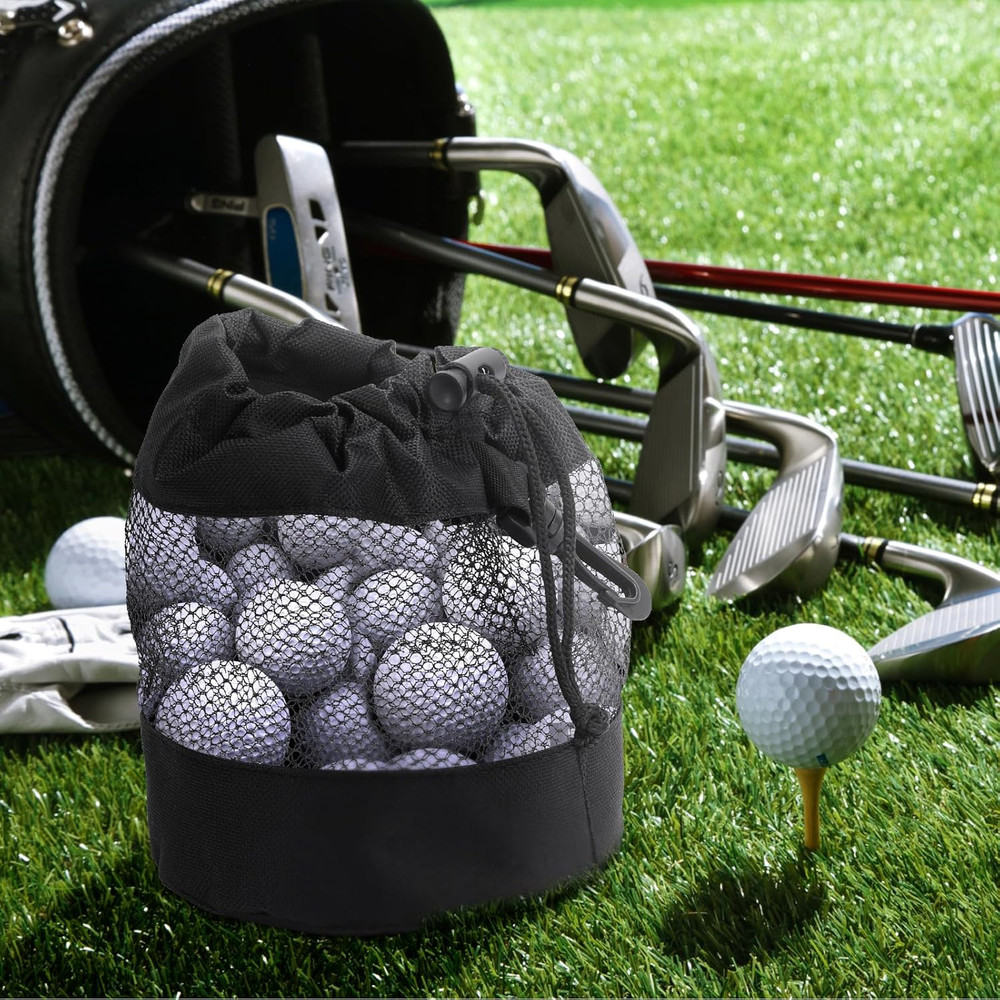 2 Pack Golf Ball Storage Bags, Nylon Mesh Drawstring Organizer Pouch