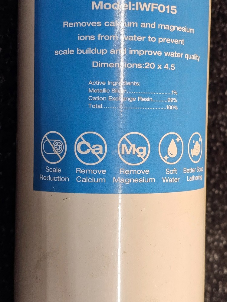 Water Softener Filter System 20" x 4.5" IWF015 Filter Replacement Cartridge