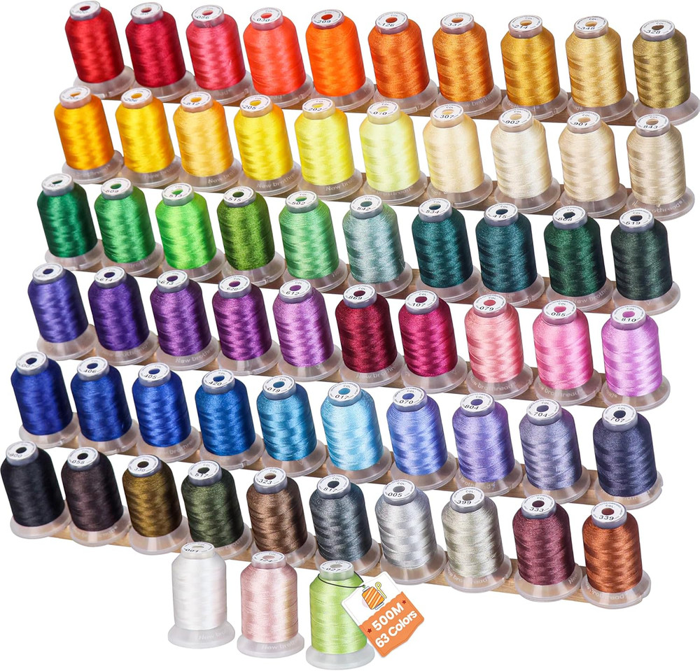 s 63 Colors 100% Polyester Machine Embroidery Thread 550Yd with Thread Nets - Co