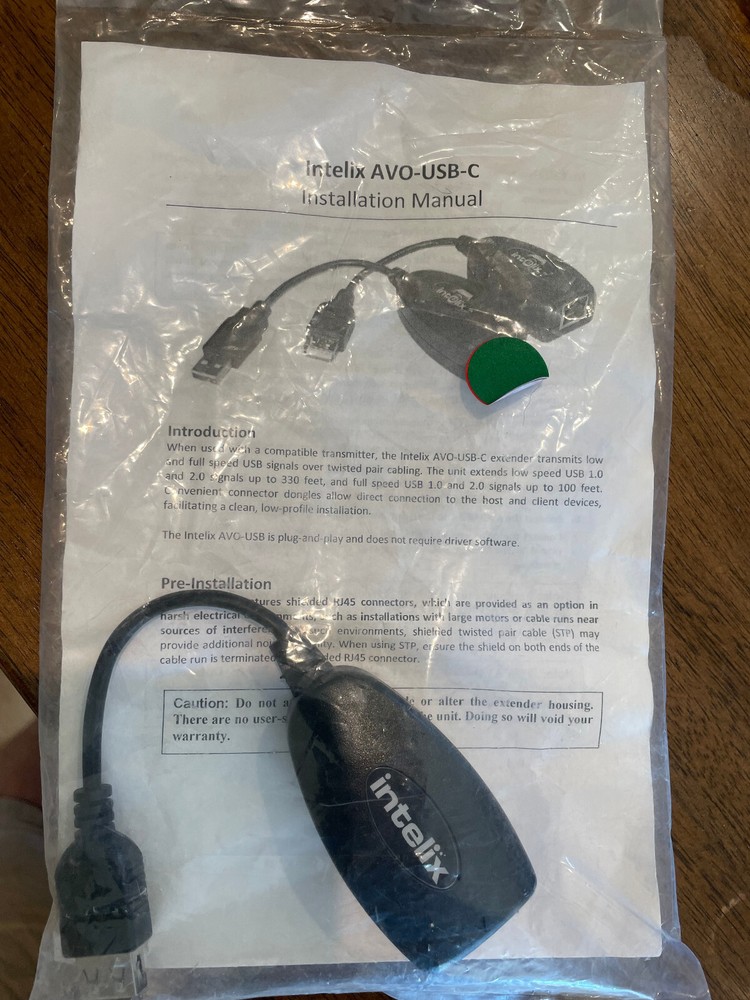 Intelix AVO-USB-C Full Speed USB Extender Dongle Client Side, #48