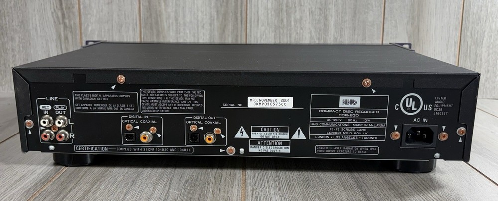 HHB BurnIT CDR-830 Professional Compact Disc Recorder Remote Cables Rack Mount