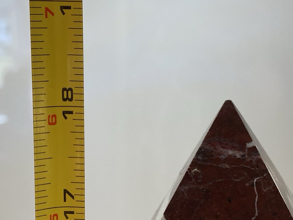 Decorative Oversized Rosso Levanto Marble Natural Stone Solid Obelisk 18” Tall
