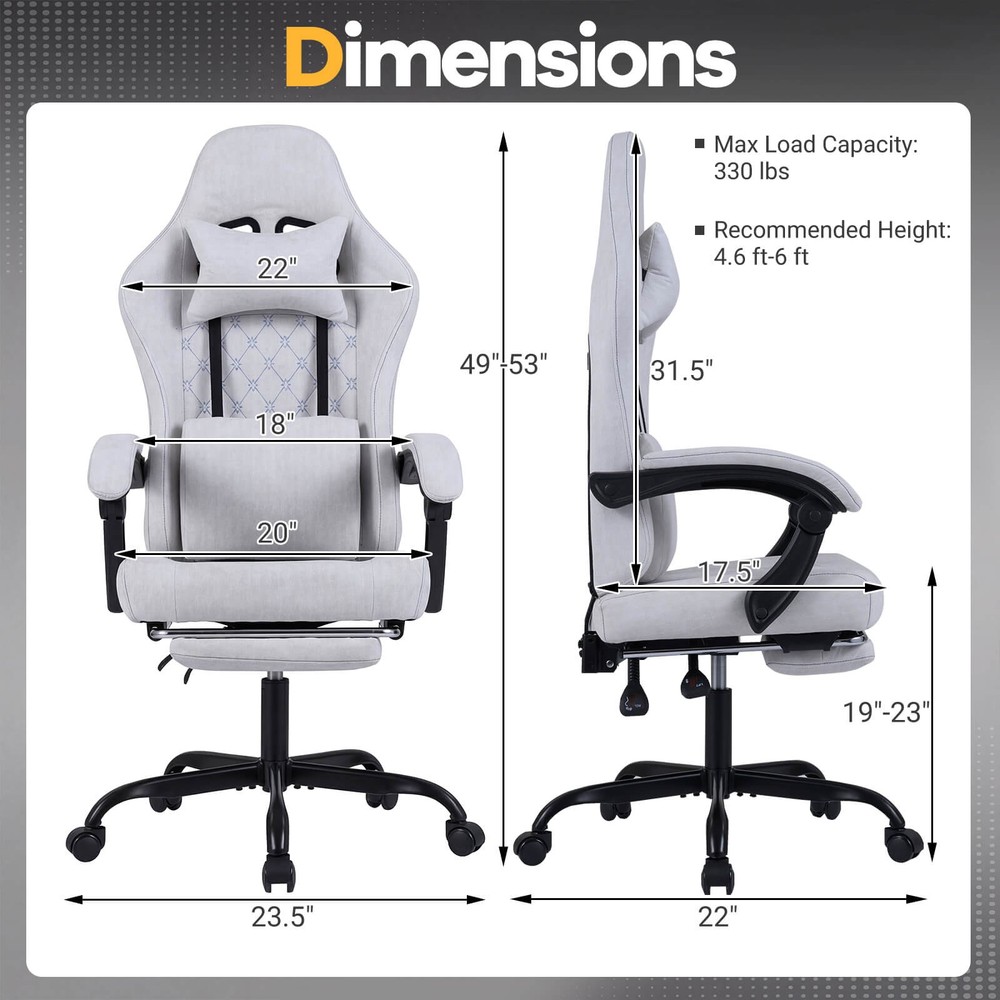 Height Adjustable Computer Chair w/Headrest, Lumbar Support, Linkage Armrests