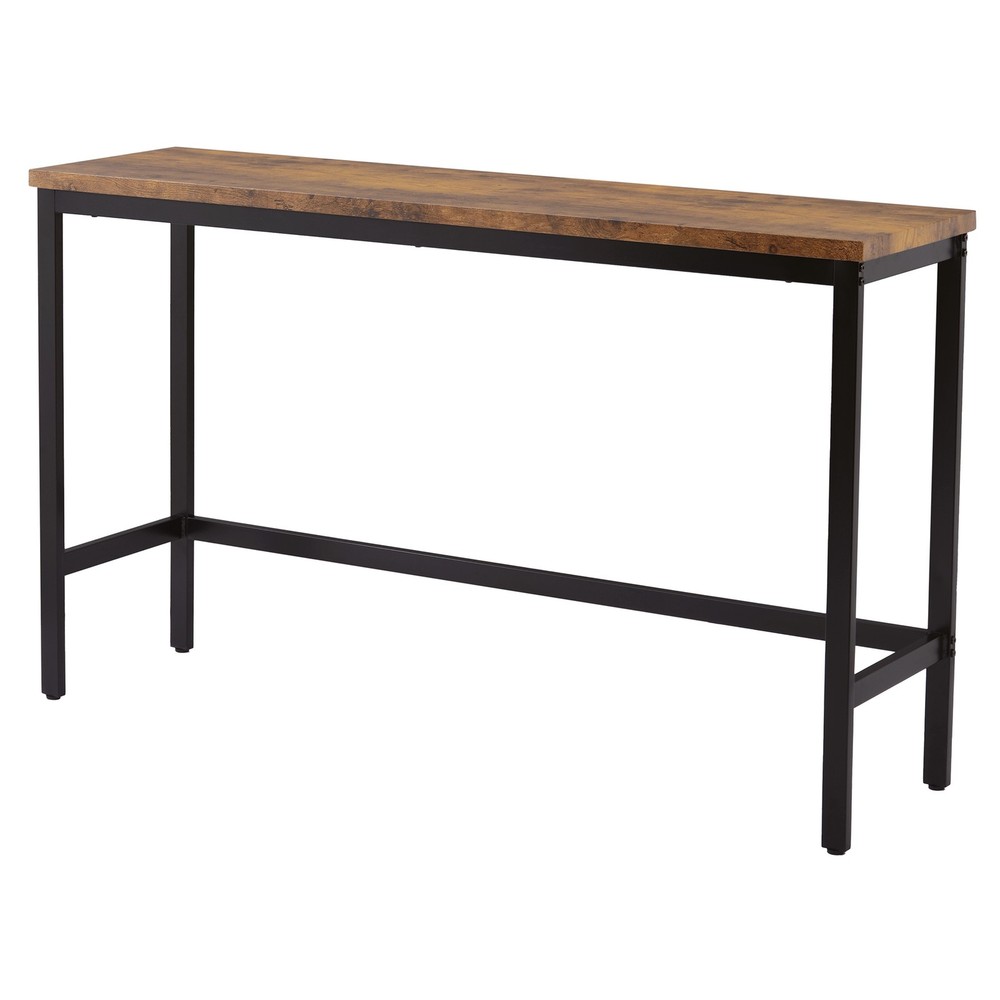 Dining Table Set with 3 Stools Pub Kitchen Set Side Table with Footrest Brown