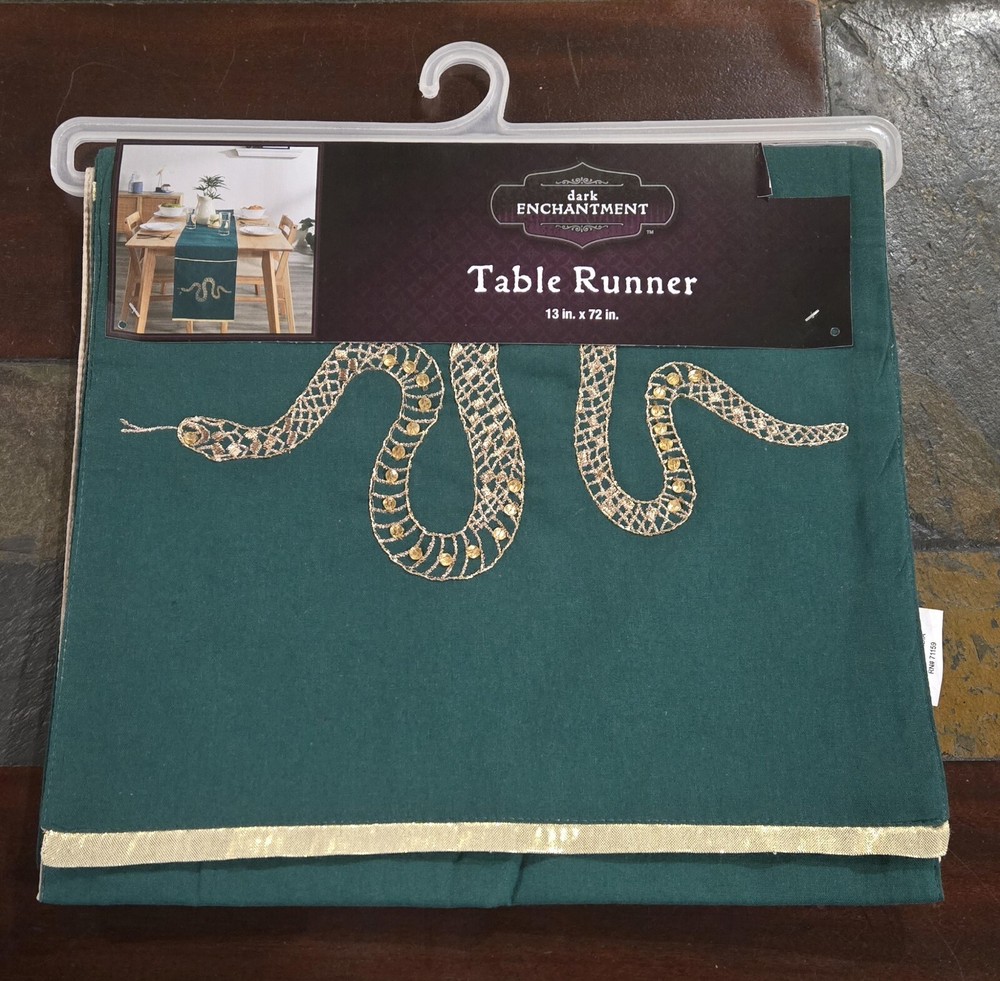 Dark Enchantment Table Runner with embroidered Serpent/Snake
