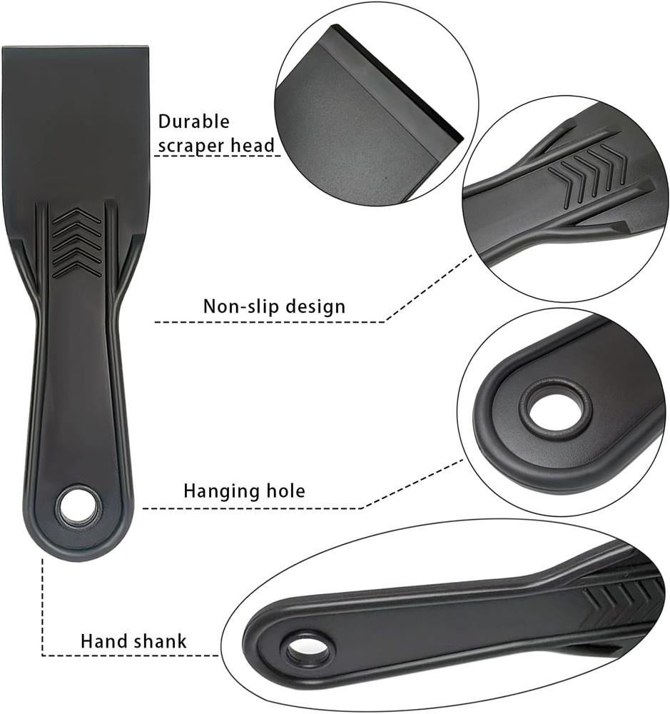 6 Pack Plastic Putty Knife Set, 2" Flexible Paint Scraper Tools for Spackling, D