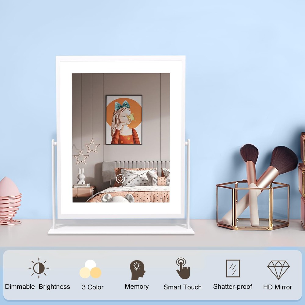 Vanity Mirror With Lights 11 Inch Makeup Dimmable LED Adjustable Memory White