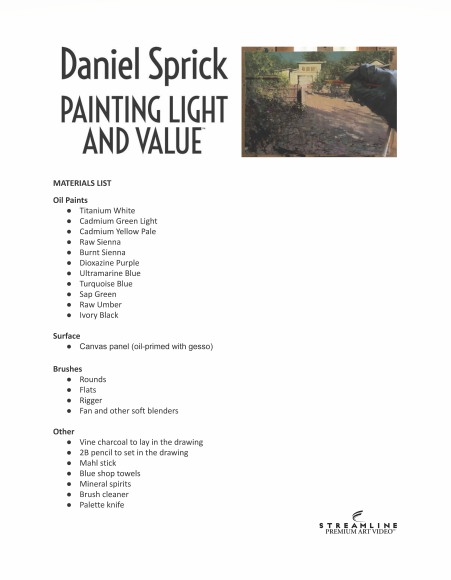 DANIEL SPRICK: PAINTING LIGHT AND VALUE : Art Instruction DVD