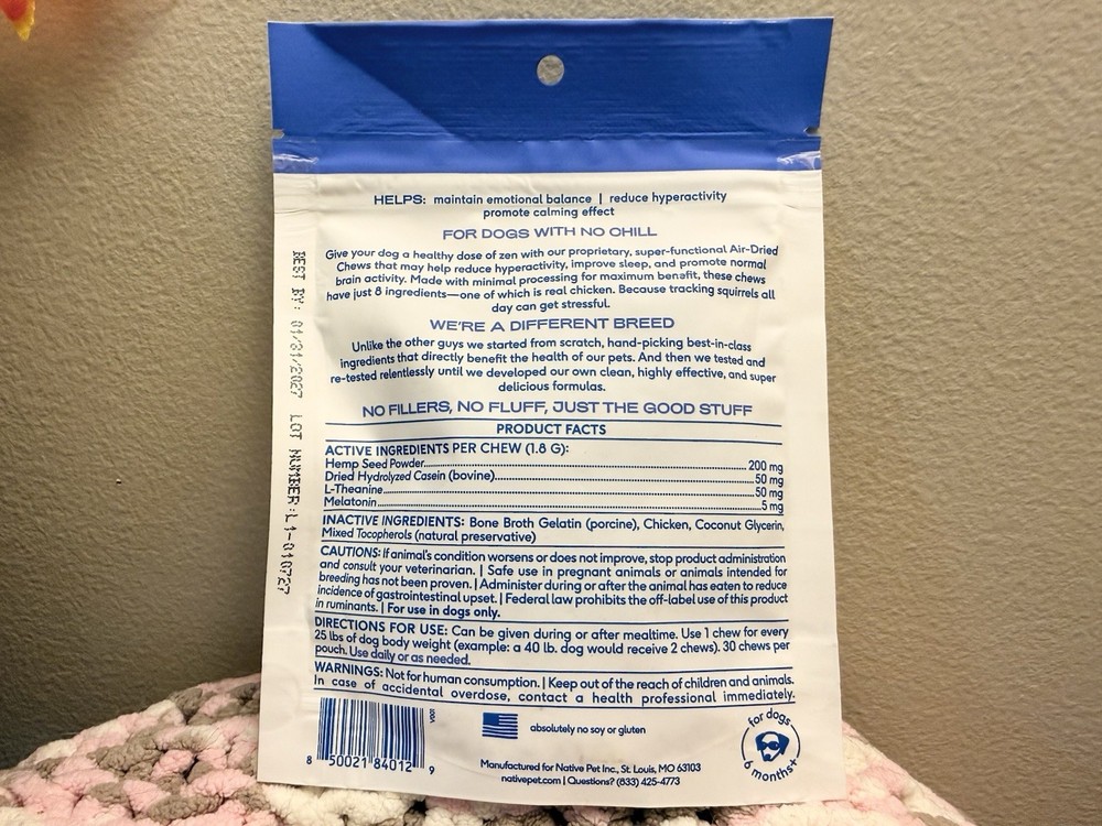 Native Pet Calm Chews (30 ct)