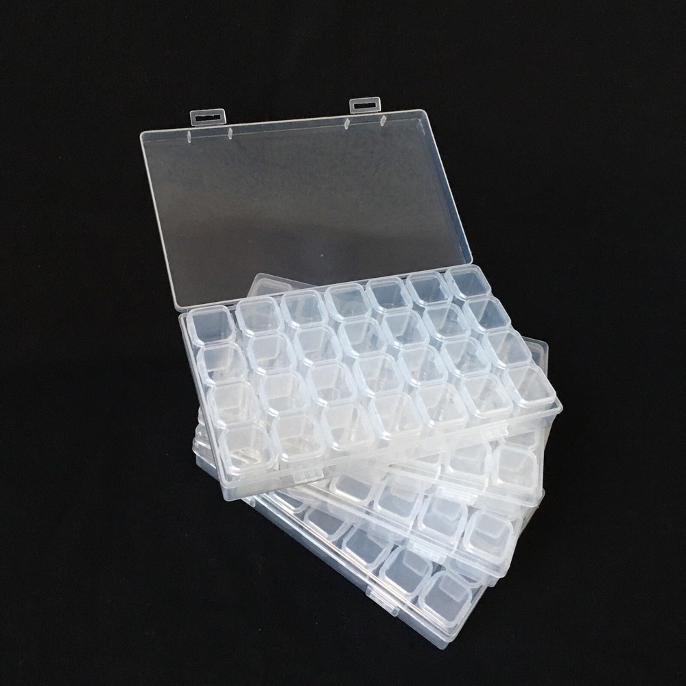 4-Pack 28 Slots Craft Organizer Plastic Box/ Nail Jewelry Bead Storage Container