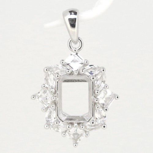 Sterling Silver Semi Mount Pendant Setting OCT 9x7mm